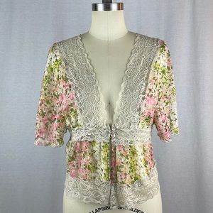 Y2K Floral Lace Babydoll Blouse